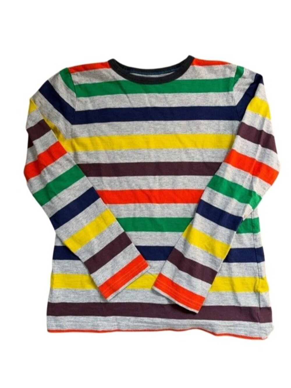 Mini Boden 11-12 Multicolor Striped Long Sleeve Cotton T-Shirt